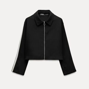 Zara Black Bomber Jacket with Side Stripe